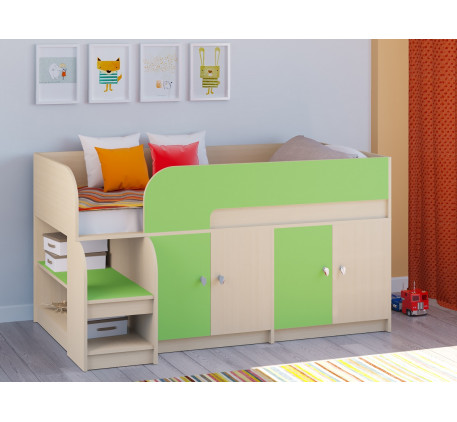 Детская кровать-чердак Астра 9-3 с комодами, спальное место 160х80 см